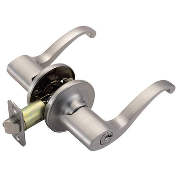 Scroll Keyed Entry Door Lever, Satin Nickel