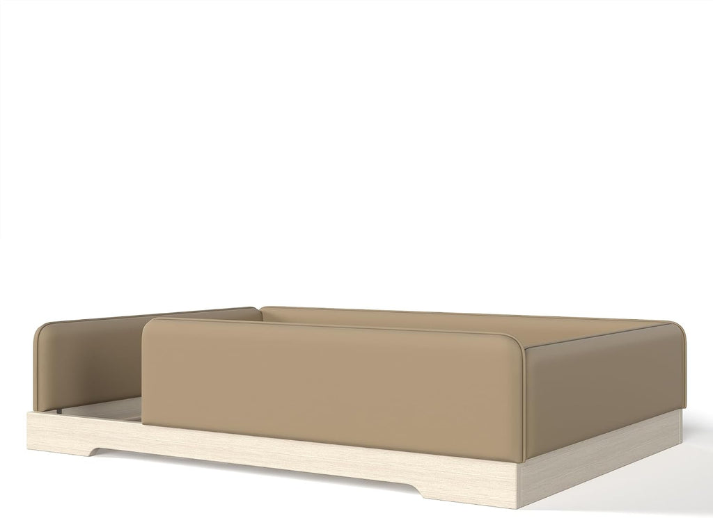 Kids Upholstered Low Bed Frame with Removable Guardrails, Montessori Floor Bed & Kids Daybed for Boys Girls, Queen