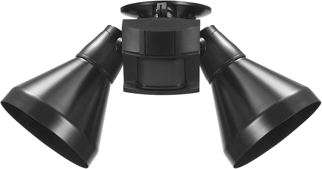 180-Degree 240 W Twin Head Black Hardwired Motion Sensor Security Flood Light with MotionBright