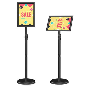 Sign Holder Stand 8.5x11 inch - Adjustable Floor Standing Sign Holder - Signage Stand with Snap-Open Frame Display