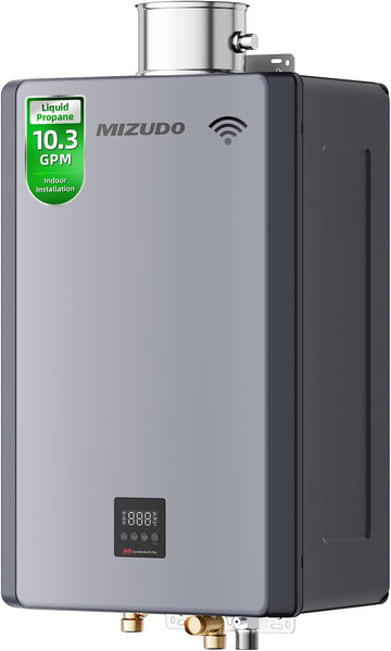 Tankless Water Heater Propane, 199, 000 BTU, Indoor Installation, Max 10.3 GPM, WiFi&APP Control