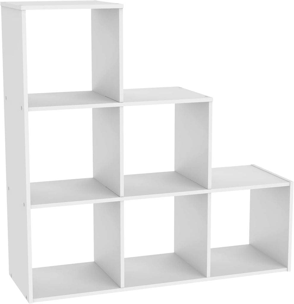 Cubeicals 3-2-1 Cube Storage Shelf Organizer Bookshelf, 3 Tier, Steps, Corner Unit, Easy Assembly, Wood