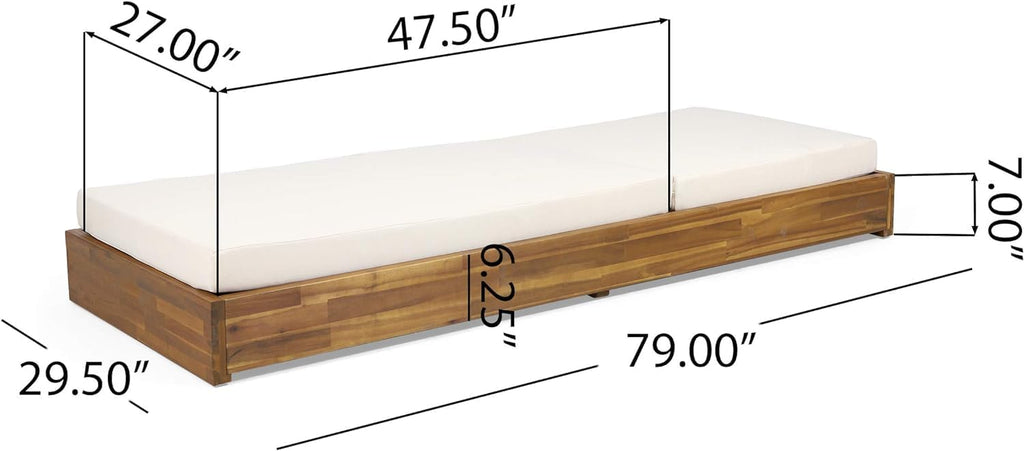 Acacia Wood Chaise Lounge Chair Outdoor, Adjustable Backrest Sun Lounger Recliner, Wooden Patio Sun Bathing