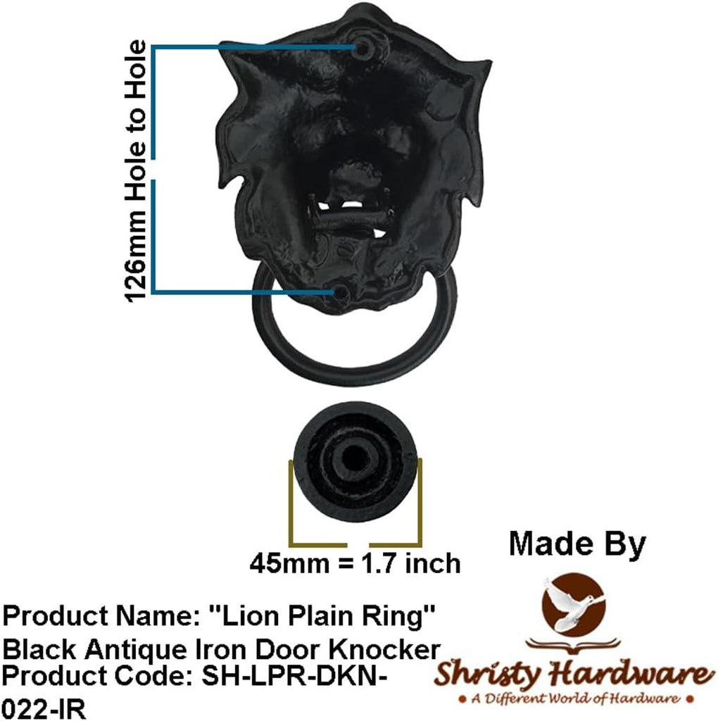 Hardware "Lion Ring" Black Antique Iron Door Knocker for Door Front