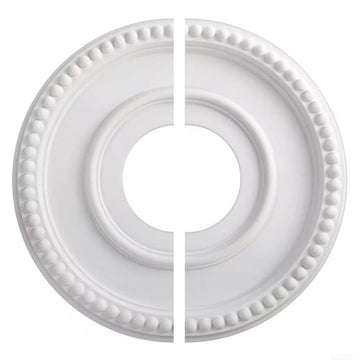 Round Split Ceiling Medallion Decorative, Light Fixture Cover Plate, PU Material White Vintage, Design With 12.4 Inch