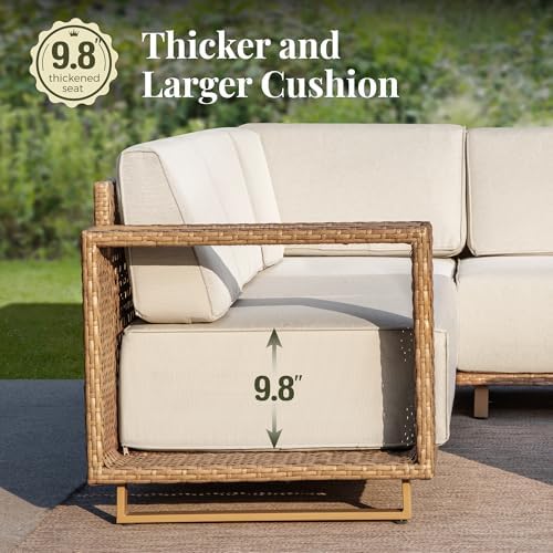 8-Piece Wicker Outdoor Patio Furniture Set with Thick Cushions for Backyard, Garden & Porch