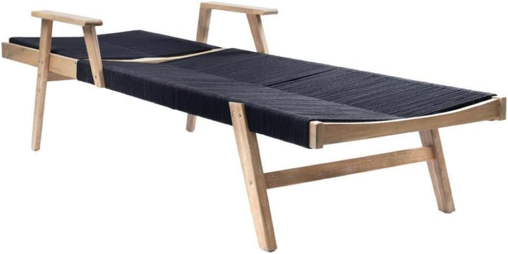 Acacia Wood Outdoor Sun Loungers with High Backrest and Rope Design WH17801