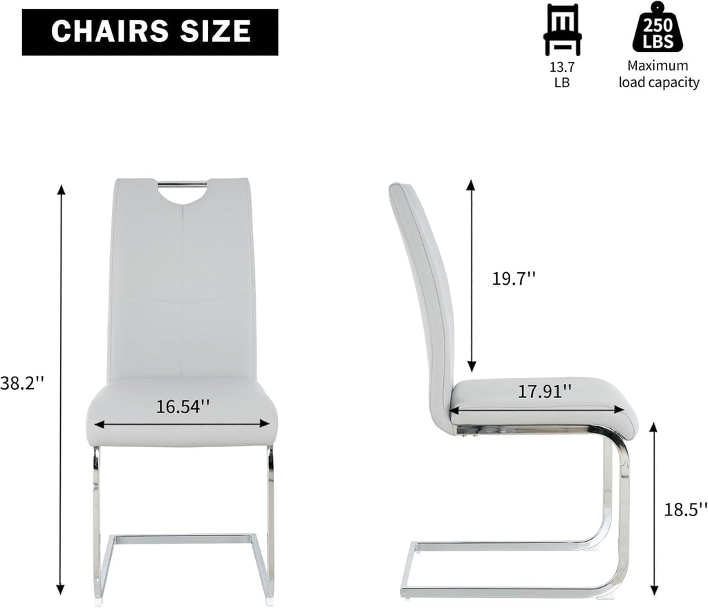 Modern Dining Chairs Set of 4, High Back Kitchen and Kitchen Room Chairs with Silver Metal Chrome Legs and