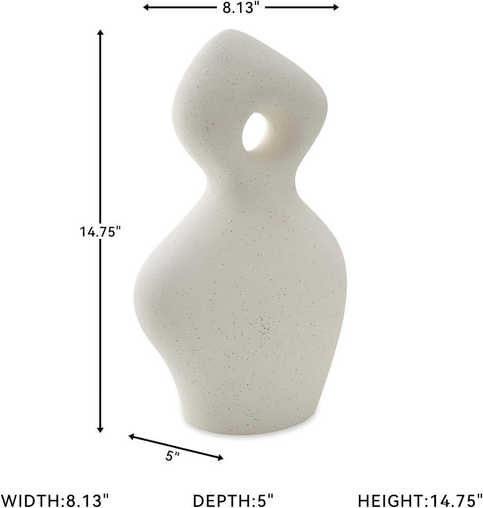 Ceramic Abstract Sculpture, Off White | Water-resistant sanded 15 in ceramic art, Organic modern style s and warm