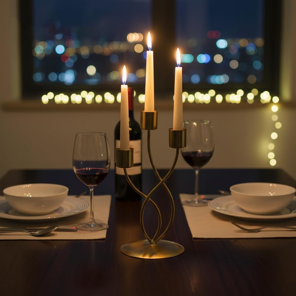 Candelabra Metal Candle Holders - 3 Arm Candlestick Holder for Theme Party Table Centerpiece Decoration Dining Room
