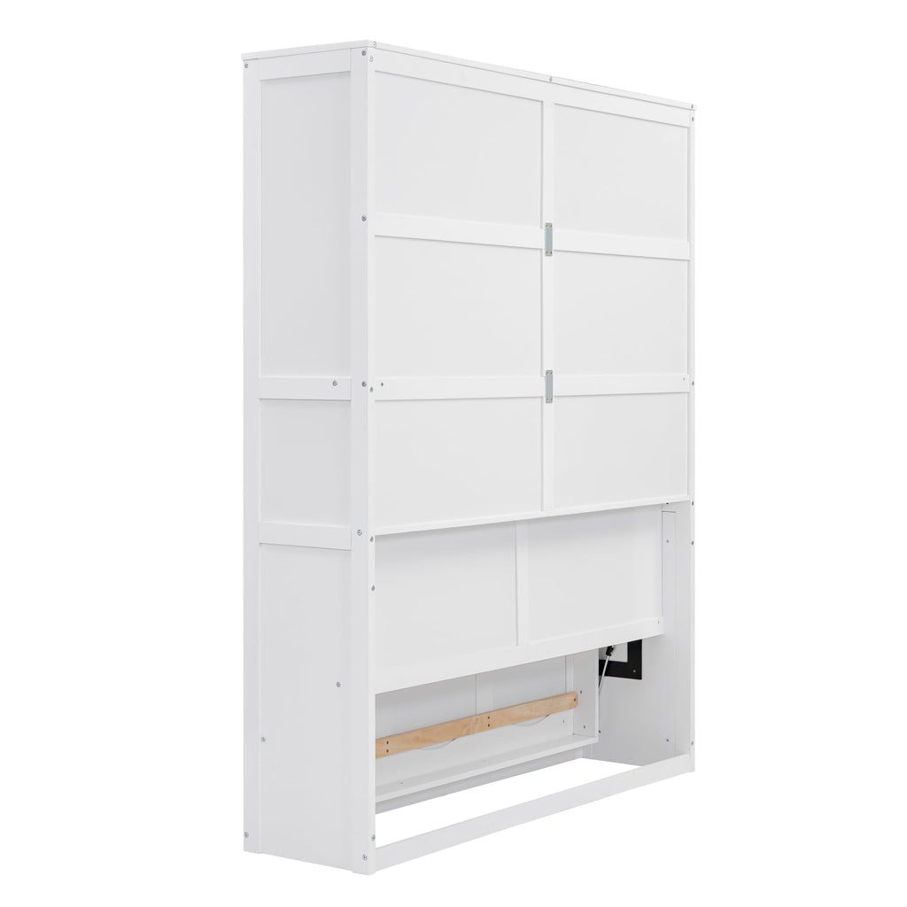Queen Murphy Bed, Solid Wood Vertical Murphy Wall Bed Cabinet, Space-Saving for Small Spaces Office Guest Room