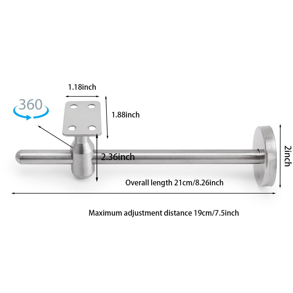 Stainless Steel Handrail Bracket Wall Adjustable, Extended Flat Stair Handrail Bracket, Adjustable Staircase Handrail