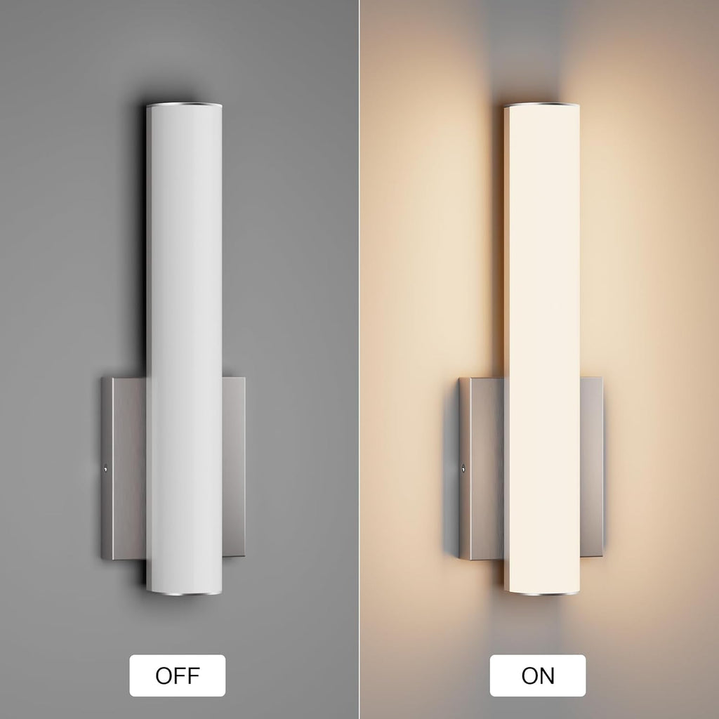 15.7 Inches Modern Bathroom Led Wall Sconces,18W 3000K Hardwired Wall Light with White Acrylic Lampshade,Indoor