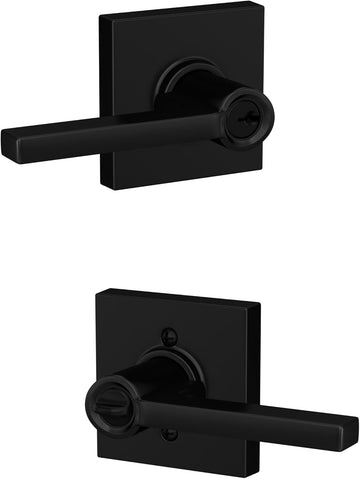 LAT 622 COL Latitude Door Lever with Collins Trim, Keyed Entry Lock, Matte Black