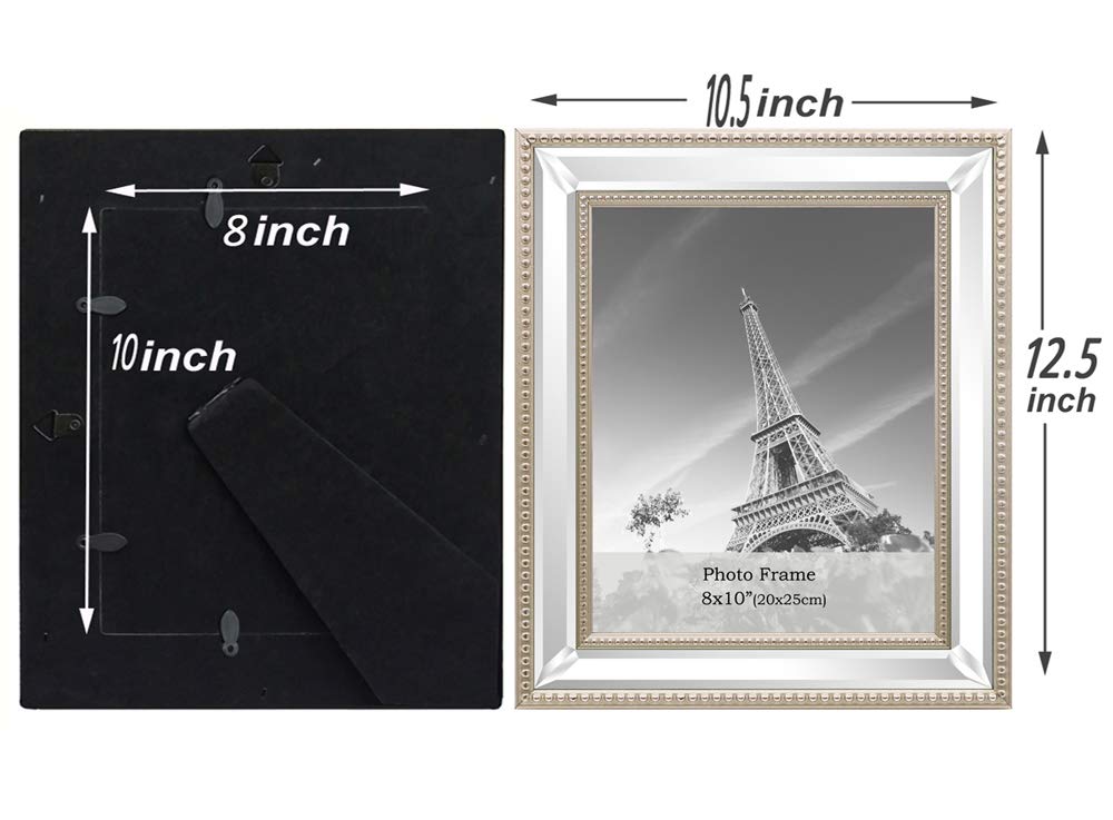 8x10 2 Pack Mirror Photo Frames Sets for Wall Pictures Decor or Table Stand