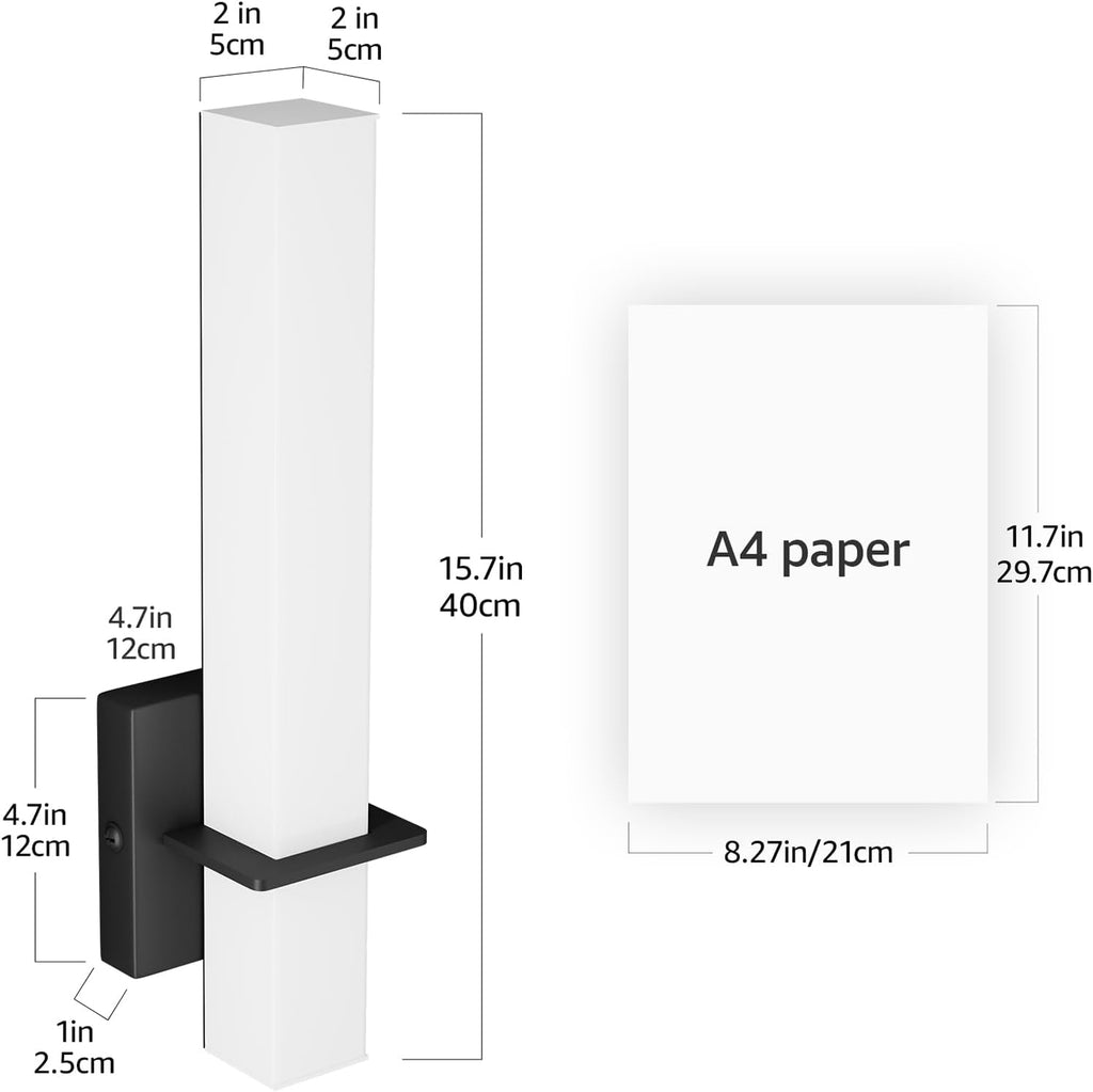 15.7inches Modern Led Wall Sconces,18W 3000K 1200Lumen Bathroom Vanity Wall Lights with White Acrylic