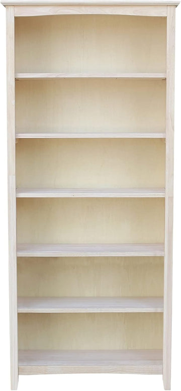 Solid Wood Shaker Bookcase, 72" H, Unfinished