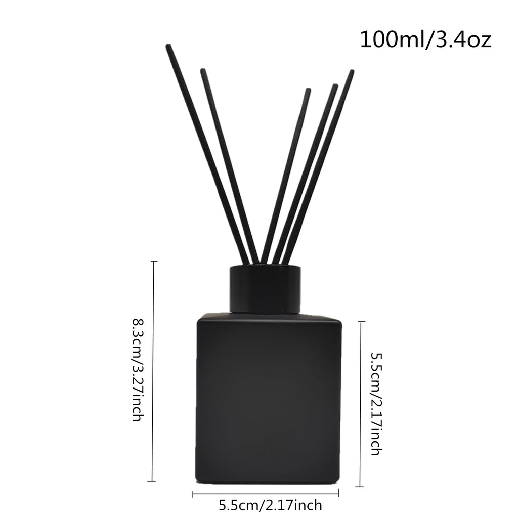 4PCS Reed Diffuser Bottle, Empty Matte Black Glass Jar, Fragrance Replacement Container 100ml(4, Square)