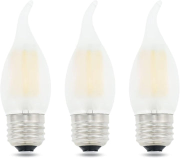LED Candelabra Bulb 4W Dimmable 40W Equivalent,Frosted Glass Flame Tip Shape,E26 Base 2700K Warm White Decorative