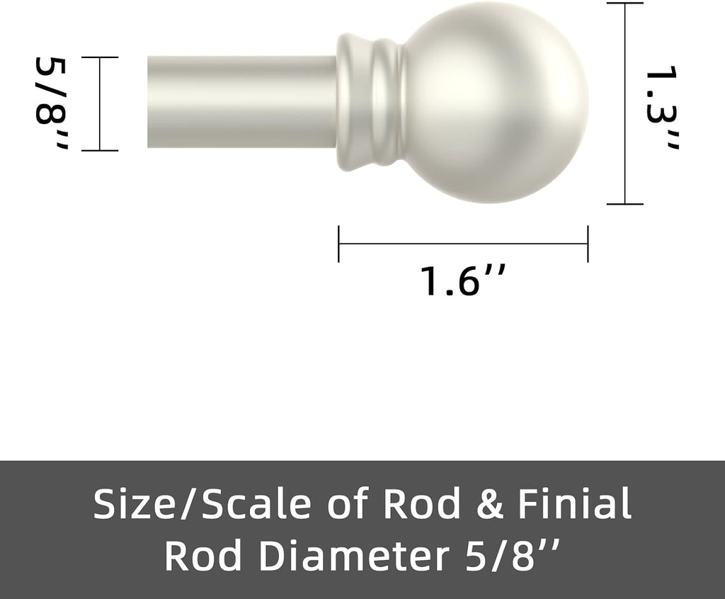 Curtain Rods for windows 32-62 inch, 5/8 inch Decorative Matte Black Splicing Heavy Duty Metal Curtain Rod set with
