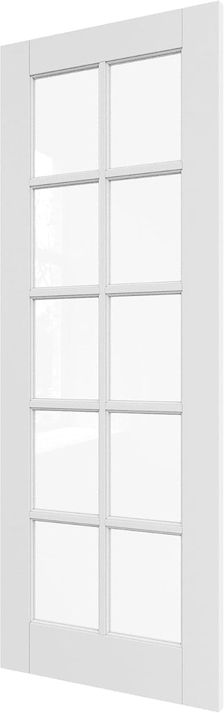 30"x80" CARB P2 Solid Core & Pre-Finished Thick SGCC Clear Glass Doors, Interior Door for Room, 10 Lite Glass Swing Shaker w/o Prehung Jamb, Single French Door Slab, Barn Wood Panel for Closet Doors