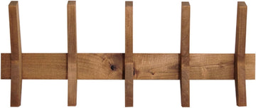 24-Inch Mid Century Coat Rack with 5 Wooden Hooks, Farmhouse Style Hookrail , and More, Solid Wood, 9.5" H x 24" W x