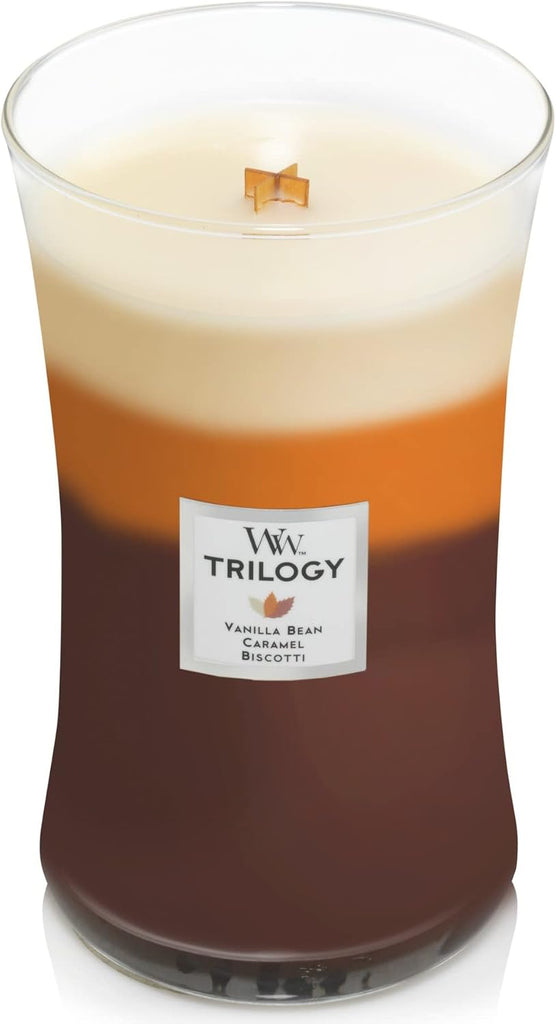 Café Sweets Large Hourglass Trilogy Candle & Warm Woods Medium Hourglass Trilogy Candle, 9.7 oz.