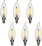 25W Equal LED Candelabra Bulb Bent Tip 2 Watts Warm White 2700K E12 Base Filament Style Chandelier Bulb. UL Listed