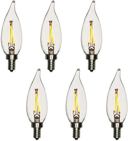 25W Equal LED Candelabra Bulb Bent Tip 2 Watts Warm White 2700K E12 Base Filament Style Chandelier Bulb. UL Listed