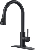 Black Kitchen Faucet with Pull Down Sprayer, High Arc Single Handle Classic Stainless Steel Sink Faucet 1 or 3 Hole