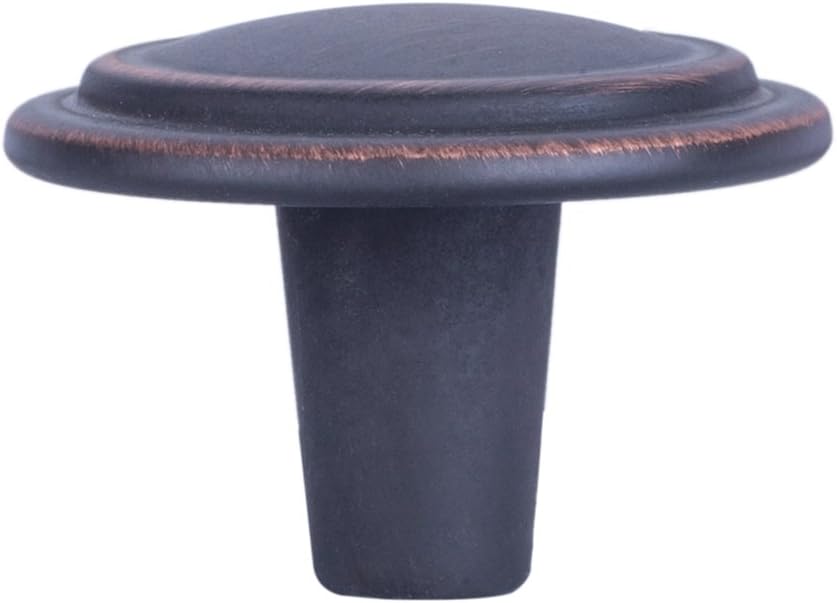 Straight Top Ring Cabinet Knobs, 1.25-inch Diameter, Oil Rubbed Bronze, 10-Pack, with Mounting Screws