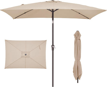 6.5x10 ft Rectangular Patio Umbrellas Rectangle Outdoor Umbrella with Push Button Tilt and Crank
