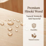 Premium Japanese Hinoki Wood Soaking Tub - 47.2" Freestanding Bathtub with Copper Drain