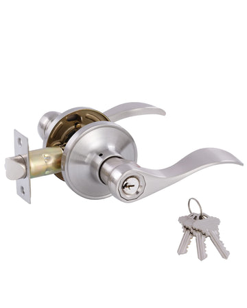 Door Levers Interior Keyed Difference Entry Front/Bedroom Door Handles for Left and Right Opened Door with Lock and