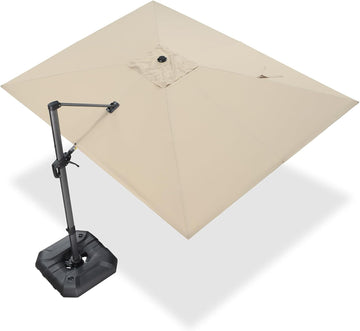 9' X 11.5' Patio Umbrella Outdoor Cantilever Rectangle Umbrella Aluminum Offset Umbrella with 360-degree Rotatio - 54PP