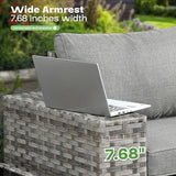 6-Piece Rattan Outdoor Patio Furniture Set - Conversation | Dark Grey for Backyard, Garden & Porch