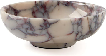Luxury Natural Marble Fruit Bowl - Large 7.8-Inch Calacatta Viola Marble Counter Fruit Serving Holder, Decorative