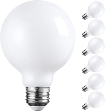 6-Pack G25 Globe Light Bulbs LED Dimmable 2700K Soft White | Round Frosted Vanity Light Bulb for Bathroom, LED Edison