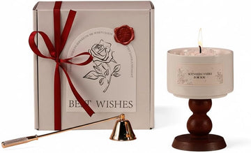 Romantic Scented Candle Gift Set for Women Luxury Floral Aromatherapy Candle with Wood Stand Relaxation (Camellia
