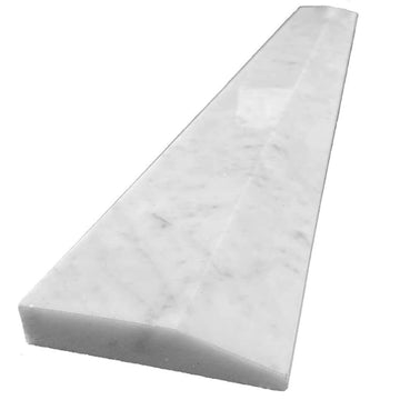 Italian Carrara White Bianco Greyish Marble One High Beveled Single Hollywood Doorway Floor Transition Threshold Tile