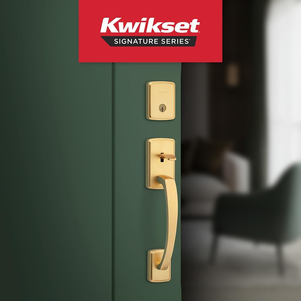 Brentford Front Door Lock Handle and Deadbolt Set, Entry Handleset Exterior with Sedona Reversible Lever - Door Handleset