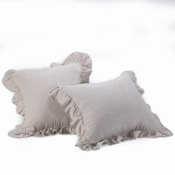 Stone Washed French Linen European Pillow Shams, Set of 2 Pieces, 26 inches x 26 inches Square Euro Sham, Super Soft