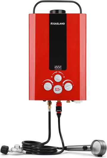 Outdoors Tankless Water Heater Propane, 1.58GPM 6L Portable Gas Water Heater, Overheating Protection