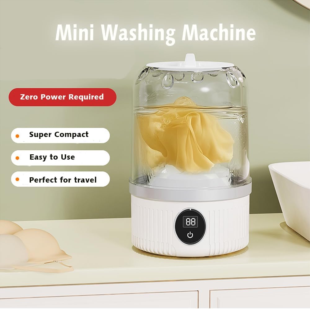 Portable Washing Machine, Rechargeable Cordless Compact Travel Washers for camping, Underwear Washer Portable Washer
