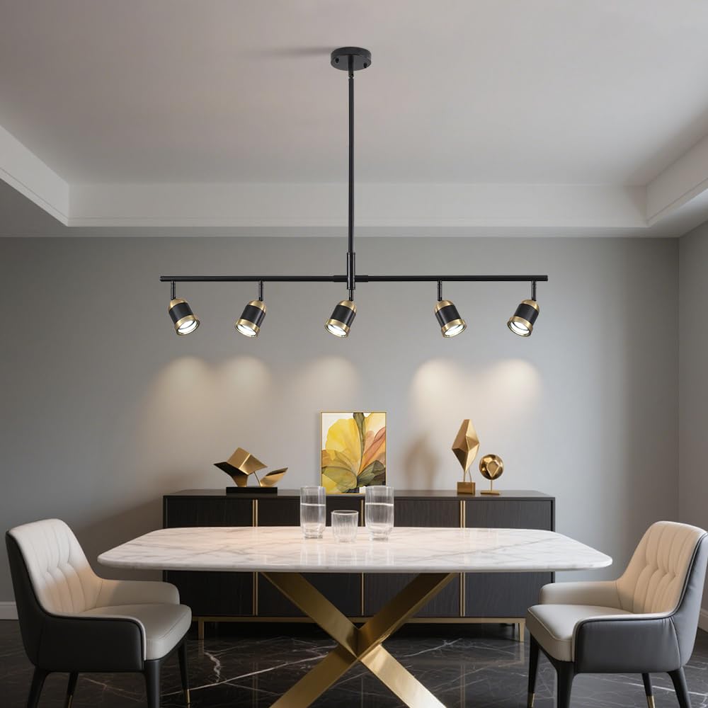 Track Lighting Kit Black Track Light Flexibly Rotatable Light Head Adjustable Height Modern Spotlight Living