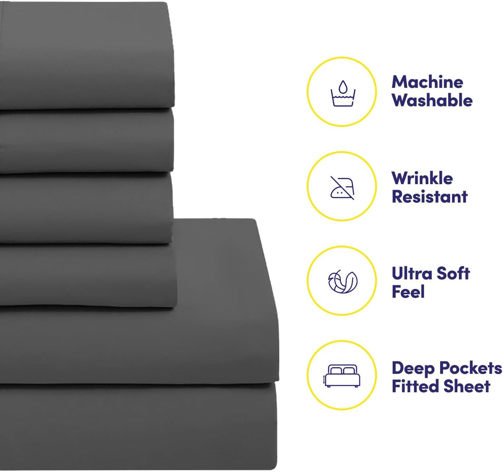 Queen Comforter Set with Sheets - 7-Piece Bedding Collection - 1 Comforter, 1 Fitted Sheet, 1 Flat, 4 Pillowcases