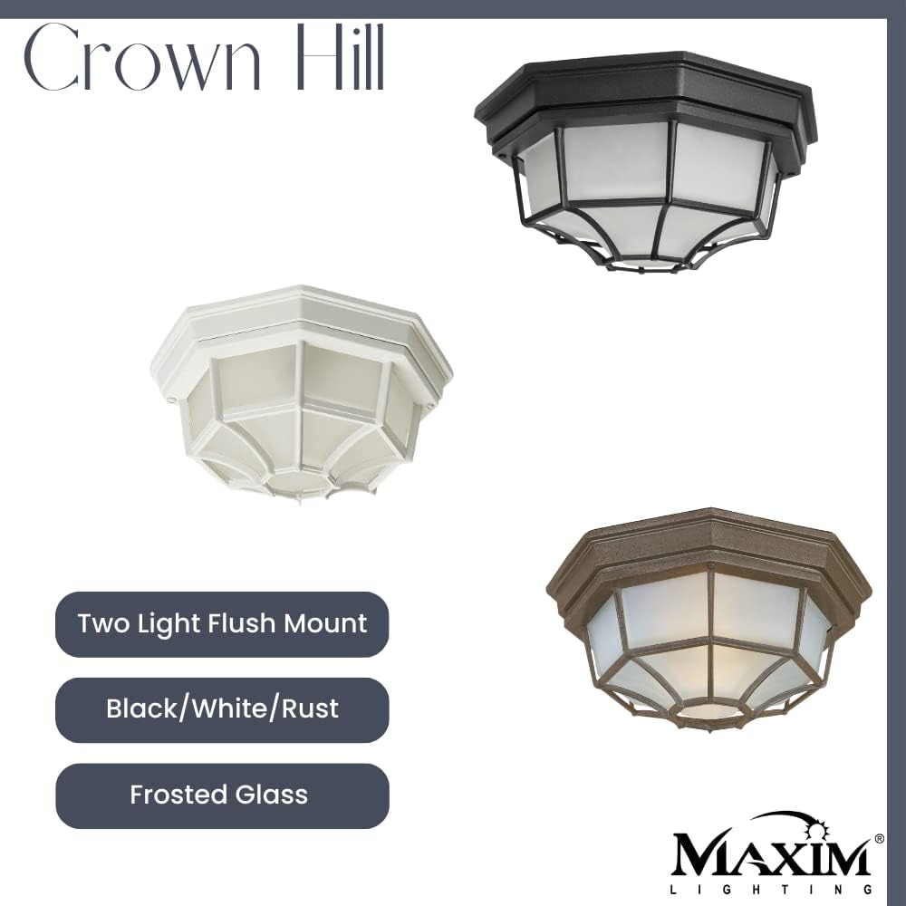 Crown Hill 2-Light Ceiling Light | White Finish | Frosted Glass Shade | Traditional Ceiling Light Fixture