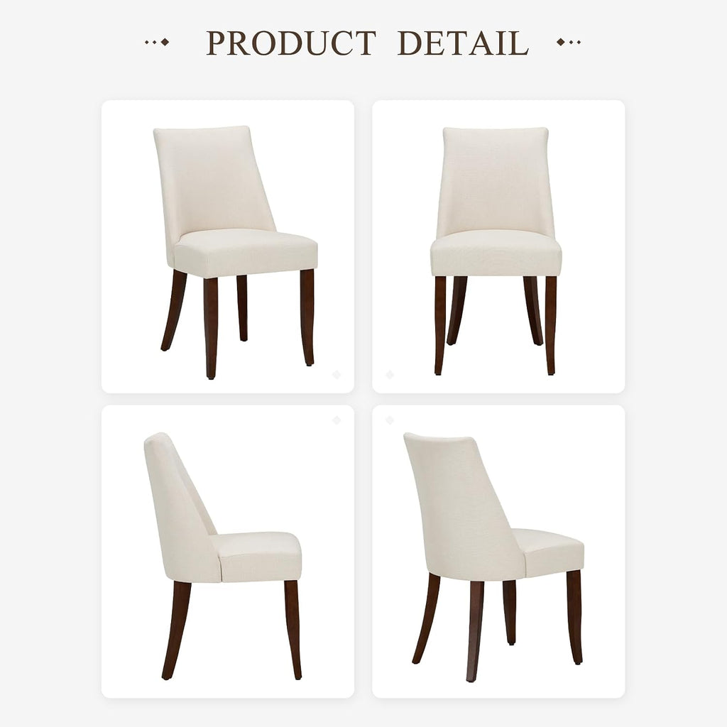 Upholstered Dining Chairs Set of 2, Mid Century Modern Kitchen Chairs with Back, Farmhouse Fabric Side Dining Room