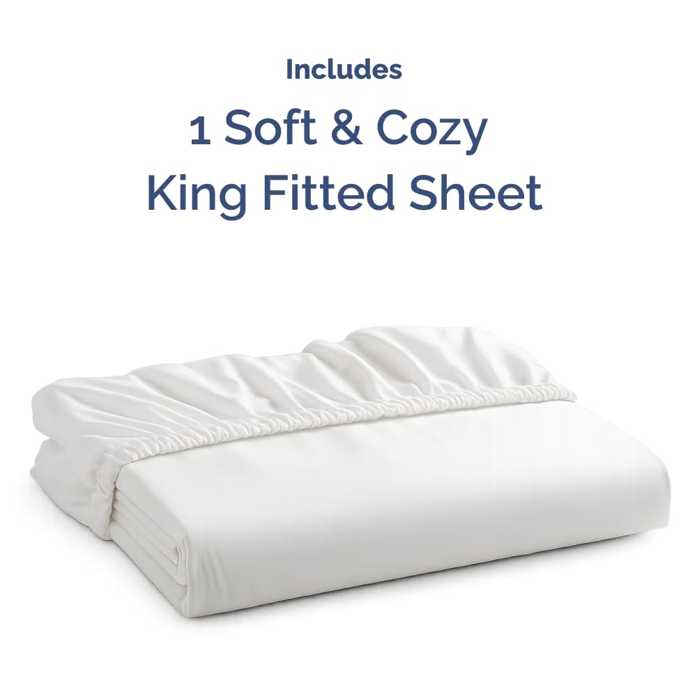 King Fitted Sheet - Single Fitted Sheet Only - 8-16" Deep Pockets - White