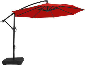 10ft Patio Umbrella with Base Included, Outdoor Offset Cantilever Umbrella, Infinite Tilt, Crank and Cross Base